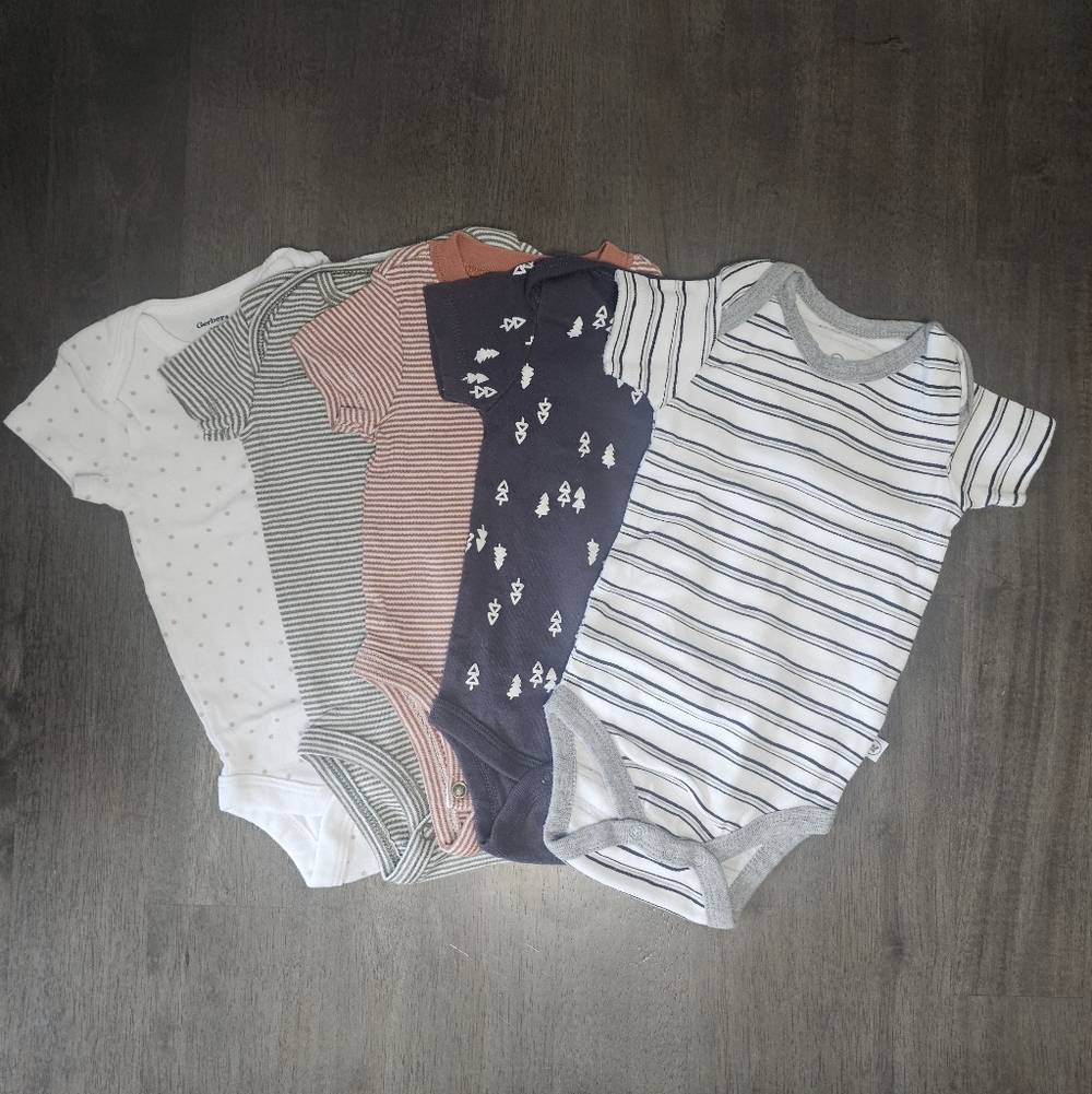 Striped and Patterned Baby Onesies Mixed Lot